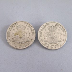 2 Monedas de 50 centimos de plata ALFONSO XIII.Año 1904. (*0.4.) SM V. EBC.