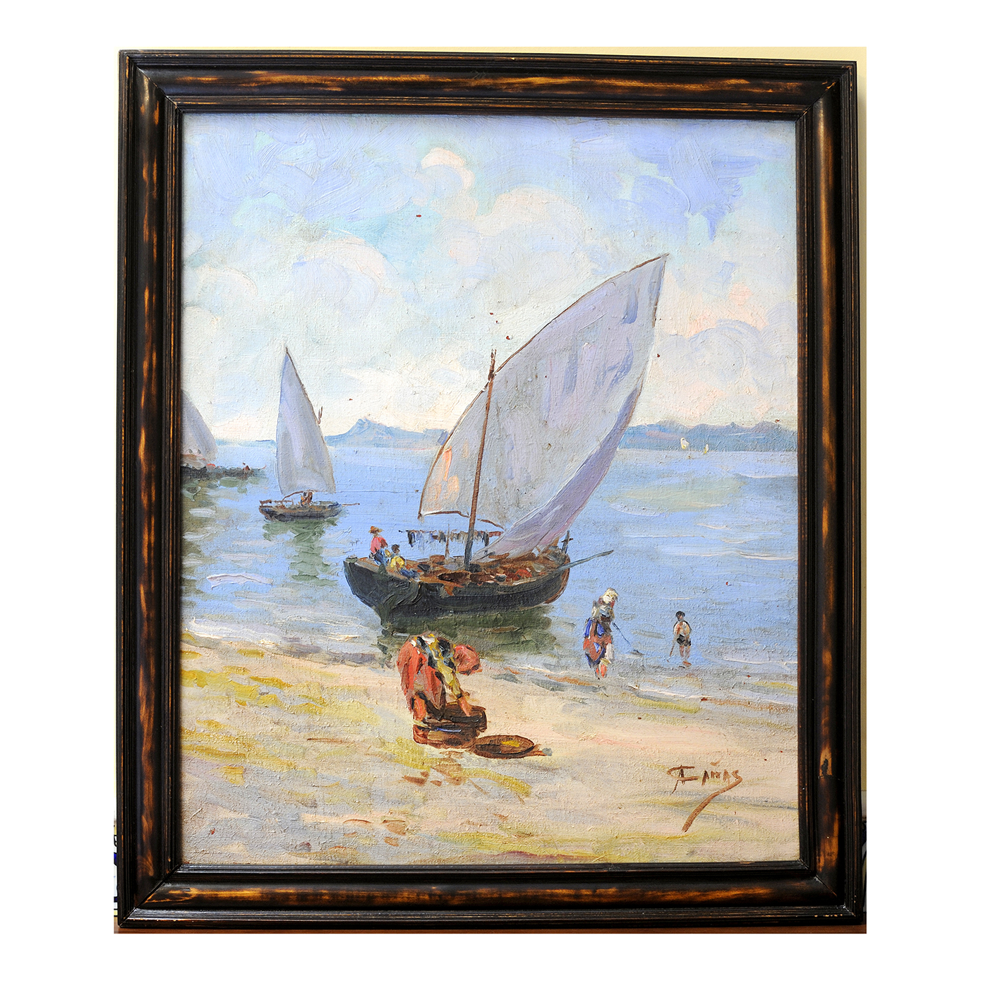 A. CAÑAS. Óleo sobre lienzo. "Marina"
