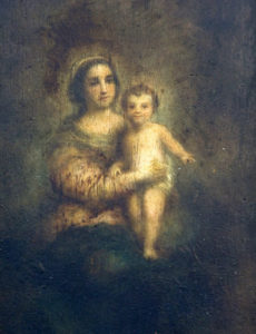 A. CANO. Óleo sobre tabla. ""Virgen con Niño"