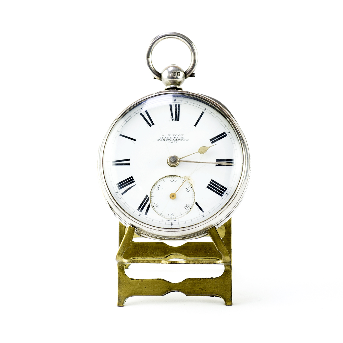 A.F. VOGT (Nothampton). Reloj de Bolsillo, lepine, Half Fusee (Semicatalino). Londres, año 1872.