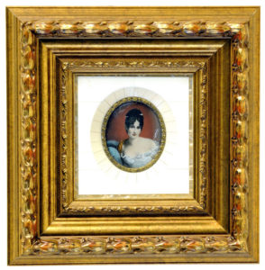 A. HEBRUN. MINIATURA PINTADA SOBRE DISCO OVAL DE MARFIL