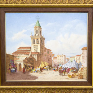 A. JEUTE. Óleo sobre tablet. "Omnium Sanctorum".