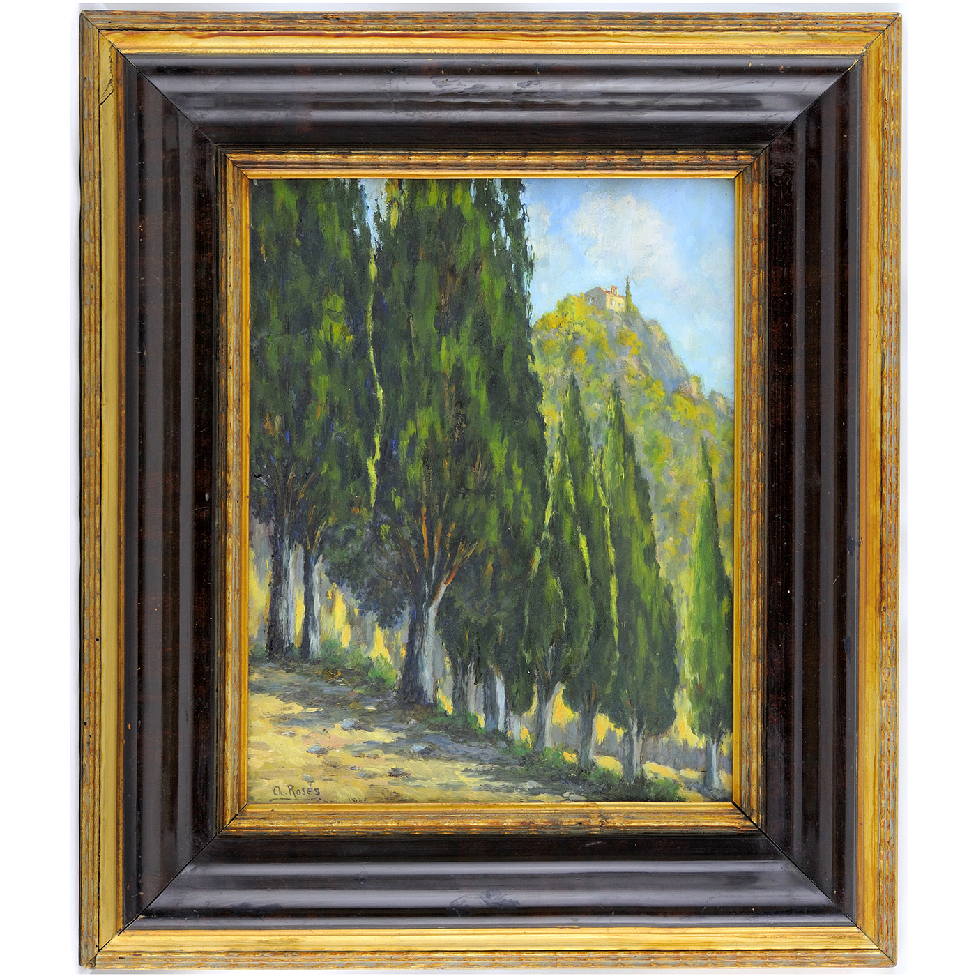 A. ROSÉS. (CATALAN SCHOOL). Oil on tablet. "Landscape".