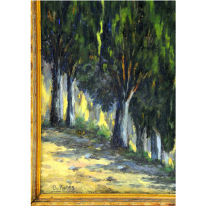 A. ROSÉS. (ESCUELA CATALANA). Óleo sobre tablet. "Paisaje".