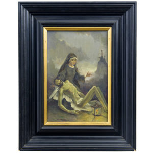 A. SCARAY. Óleo sobre tabla. "Piedad".