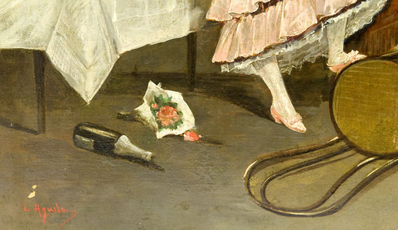 ADOLFO DEL AGUILA Y ACOSTA. Óleo sobre lienzo. ""Jóven Brindando" ADOLFO DEL AGUILA Y ACOSTA. Óleo sobre lienzo. ""Jóven Brindando"