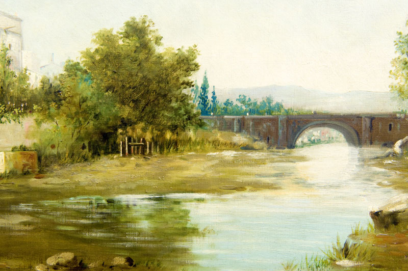 ADOLFO GIRÁLDEZ PEÑALVER. Óleo sobre lienzo. ""Paisaje urbano" ADOLFO GIRÁLDEZ PEÑALVER. Óleo sobre lienzo. ""Paisaje urbano"