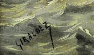 ADOLFO GIRÁLDEZ PEÑALVER. Óleo sobre tabla. ""Marina"