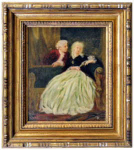ALEJO VERA Y ESTACA. Óleo sobre tablet. “Escena Galante”