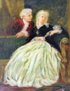 ALEJO VERA Y ESTACA. Óleo sobre tablet. “Escena Galante”