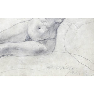 ALFRED OPISSO CARDONA. Dibujo a lápiza y carbón. ""Desnudo femenino"