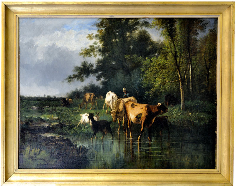 ANDRÉS CORTÉS AGUILAR, Óleo sobre lienzo. ""Vacas" ANDRÉS CORTÉS AGUILAR, Óleo sobre lienzo. ""Vacas"