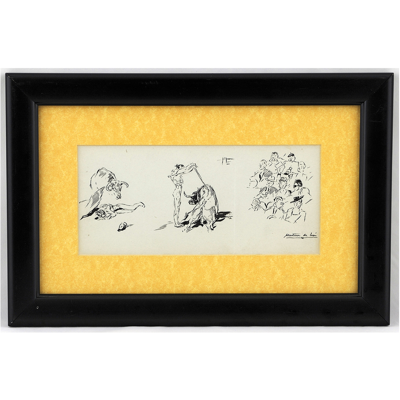 ANDRÉS MARTÍNEZ DE LEÓN. Pen drawing. "" Bullfighting scenes ""
