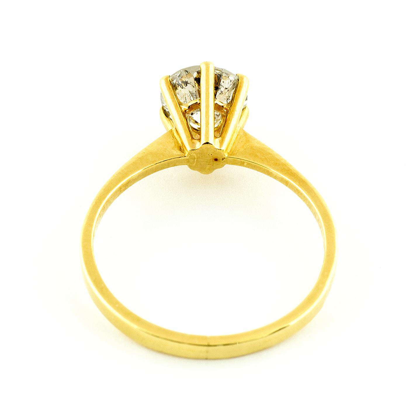 Anillo Solitario en Oro de 18k con Diamante Natural Talla Brillante de 0,98 ct. (I-J/SI2). Anillo Solitario en Oro de 18k con Diamante Natural Talla Brillante de 0,98 ct. (I-J/SI2).