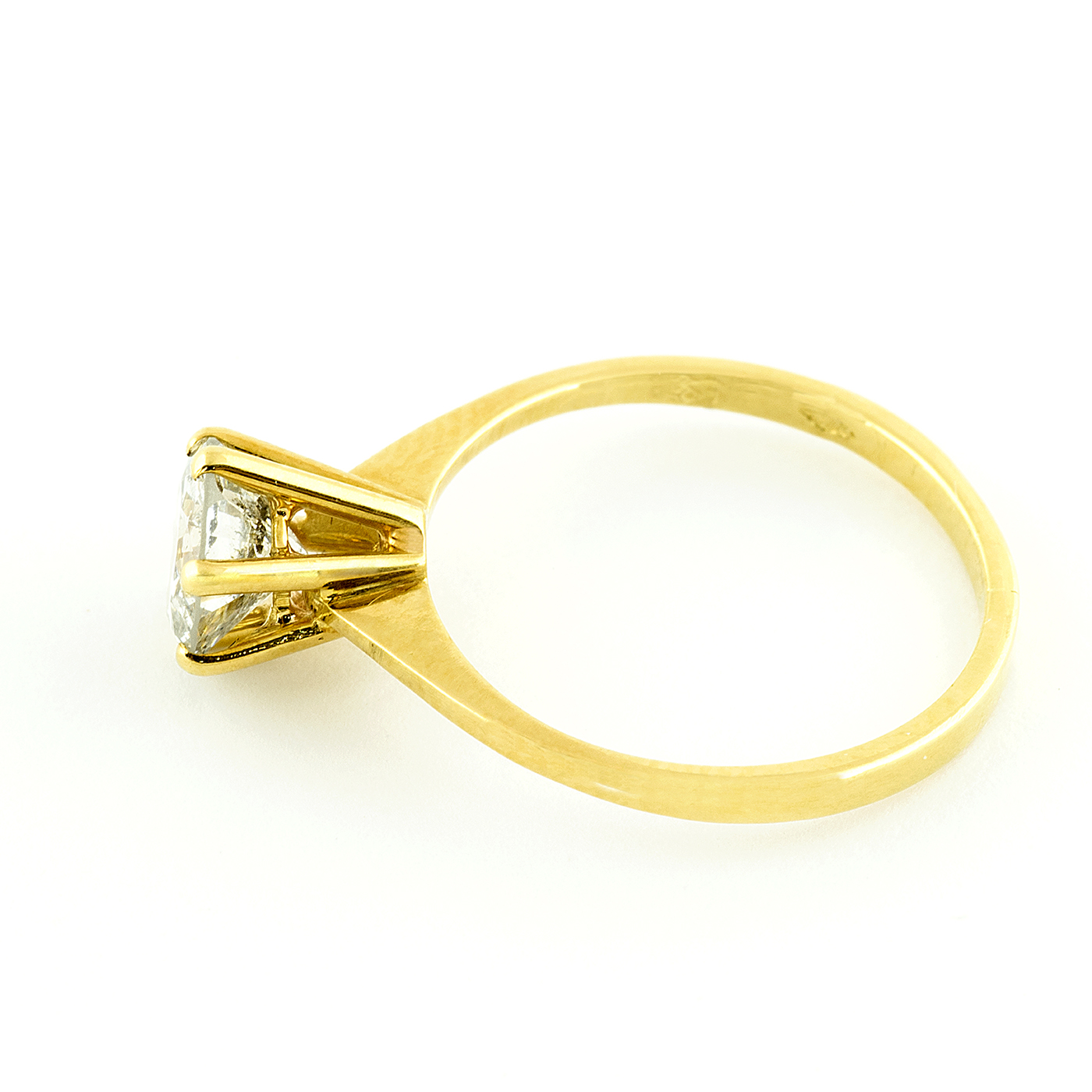 Anillo Solitario en Oro de 18k con Diamante Natural Talla Brillante de 0,98 ct. (I-J/SI2). Anillo Solitario en Oro de 18k con Diamante Natural Talla Brillante de 0,98 ct. (I-J/SI2).