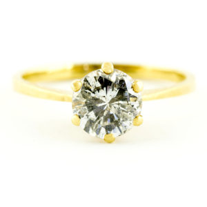 Anillo Solitario en Oro de 18k con Diamante Natural Talla Brillante de 0,98 ct. (I-J/SI2).