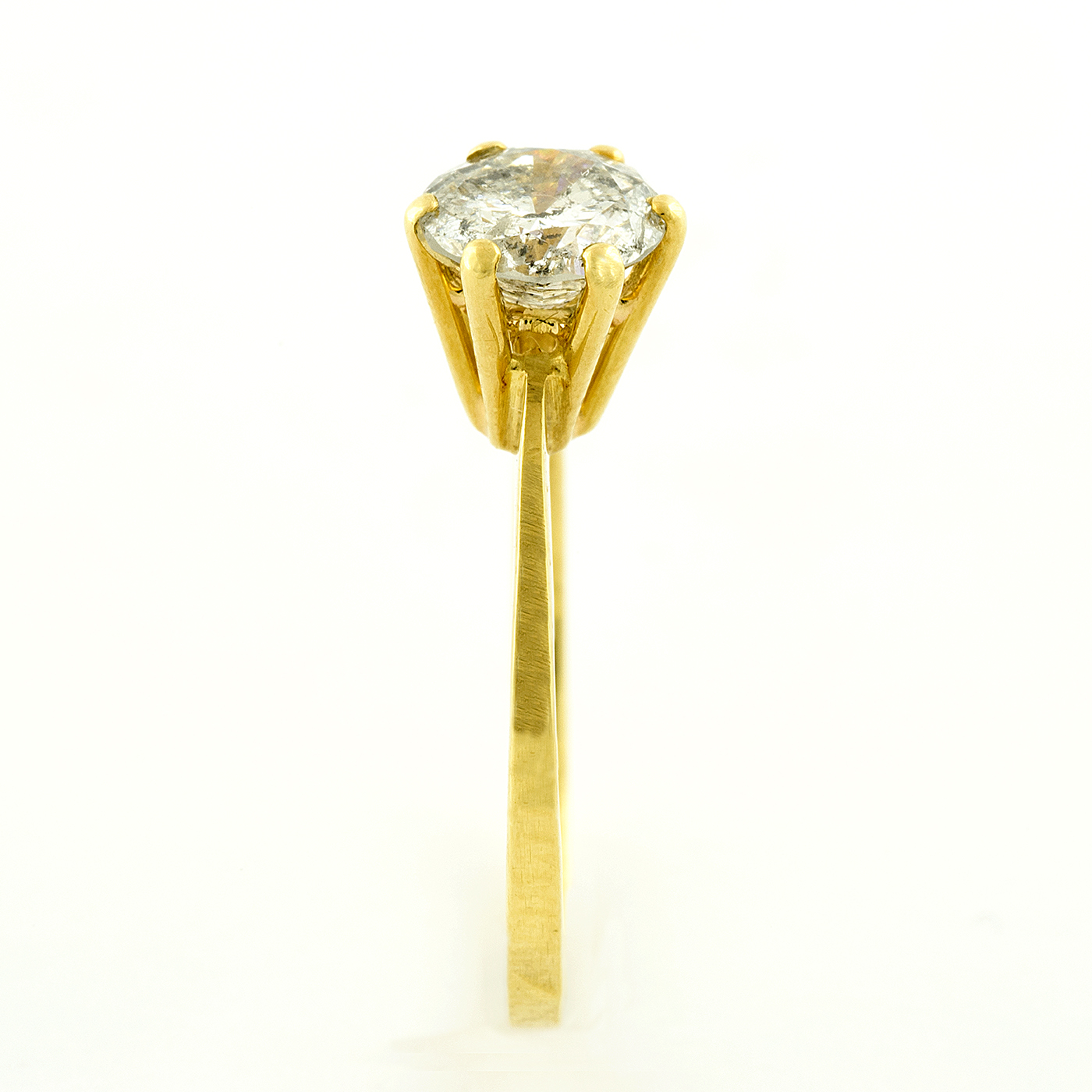 Anillo Solitario en Oro de 18k con Diamante Natural Talla Brillante de 0,98 ct. (I-J/SI2). Anillo Solitario en Oro de 18k con Diamante Natural Talla Brillante de 0,98 ct. (I-J/SI2).