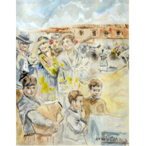 ANTONIO CASERO SANZ. Acuarela sobre cartoncillo. ""Verbena"