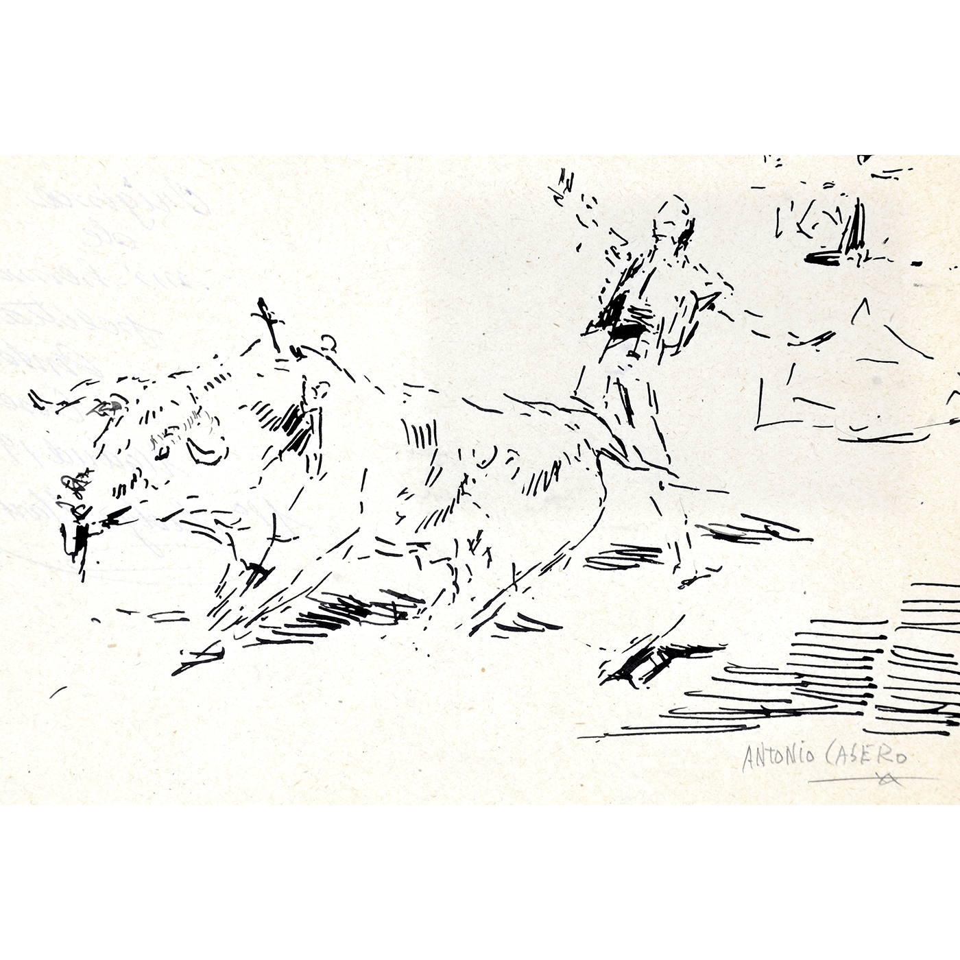 ANTONIO CASERO SANZ. Dibujo a Plumilla. ""Torero saludando tras entrar a matar"" ANTONIO CASERO SANZ. Dibujo a Plumilla. ""Torero saludando tras entrar a matar""