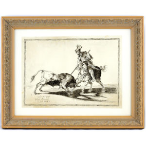ASTERIO MAÑANOS. Dibujo a plumilla. ""Copia de uno de Goya: Los toros en el siglo XIX""