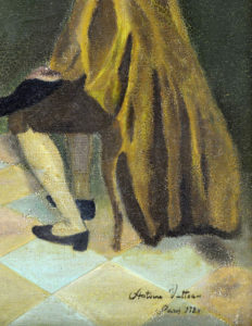 Atribuido a ANTOINE WATTEAU. Óleo sobre lienzo. ""Escena cortesana