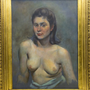 Atribuido a LEOPOLDO NEVES DE ALMEIDA. Óleo sobre tabla. "Retrato"