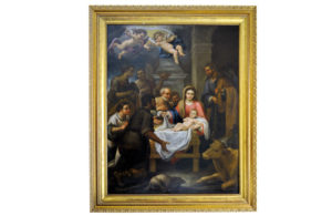 Atribuido al TALLER DE MURILLO. Óleo sobre lienzo. “Adoración de los pastores”