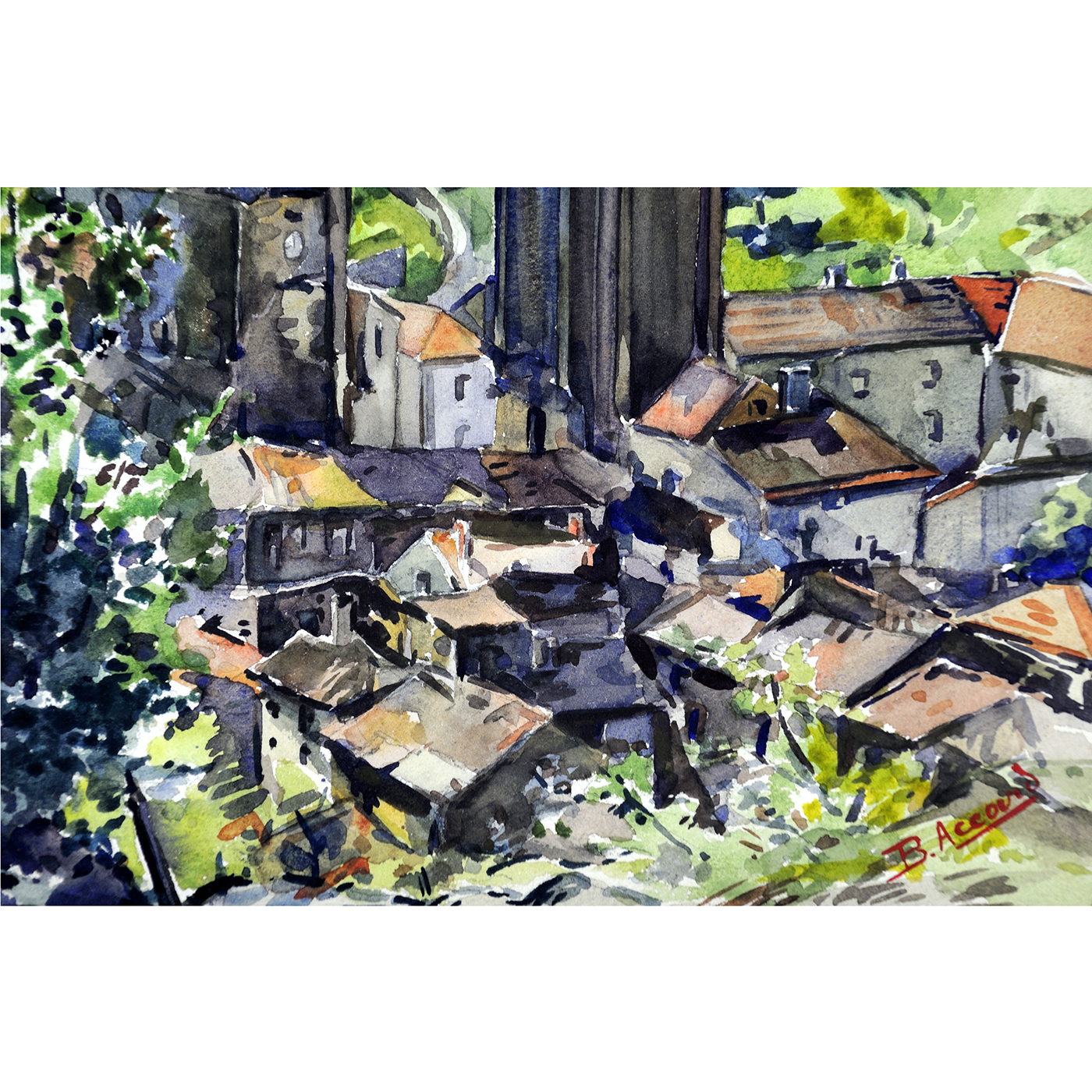 B. ACEOVID. Acuarela. ""Pueblo de montaña""(Bestle, Loira)" B. ACEOVID. Acuarela. ""Pueblo de montaña""(Bestle, Loira)"