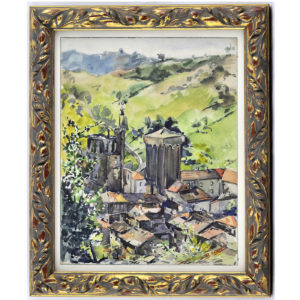 B. ACEOVID. Acuarela. ""Pueblo de montaña""(Bestle, Loira)"