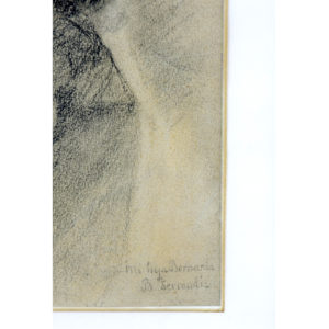BERNARDO FERRANDIZ Y BADENES. Dibujo a lápiz y carbón. ""Niña con pelota"