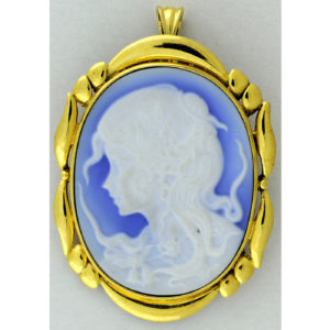 Broche Camafeo para señora con alfiler y colgante. 14k.