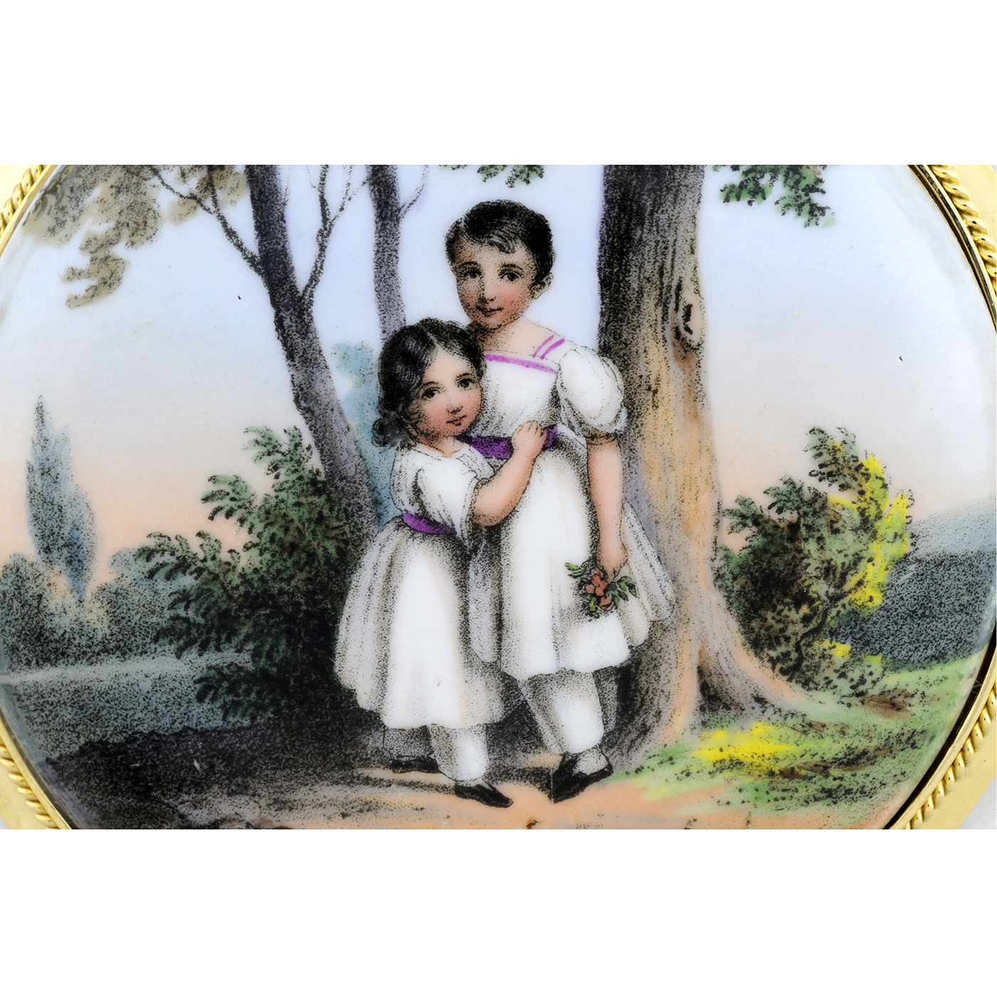 Broche de Gran Tamaño, artesanal, de porcelana francesa y oro de 18k. (siglo XIX) Broche de Gran Tamaño, artesanal, de porcelana francesa y oro de 18k. (siglo XIX)