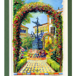 C. POMBO. Acuarela sobre cartón. ""Plaza de Sta. Cruz"