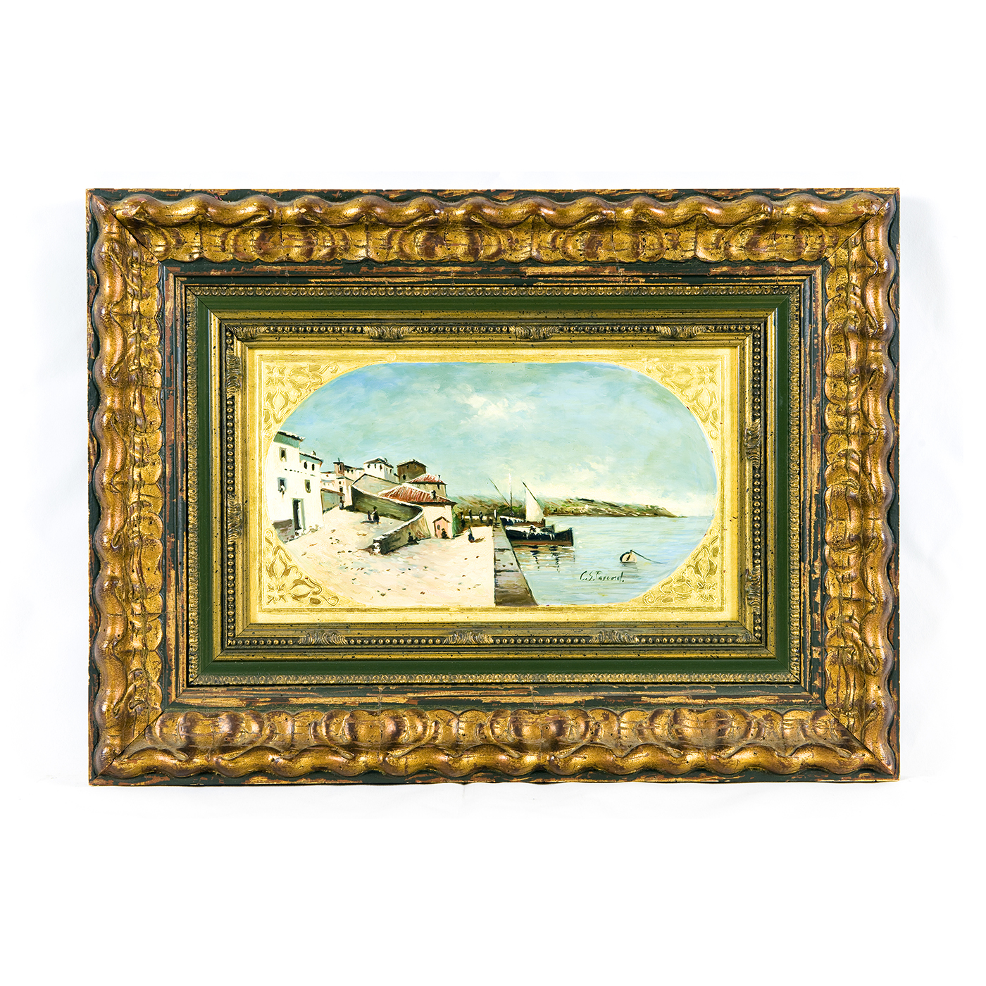 C.S. FASEREL. Óleo sobre tabla. "Escena Marina".
