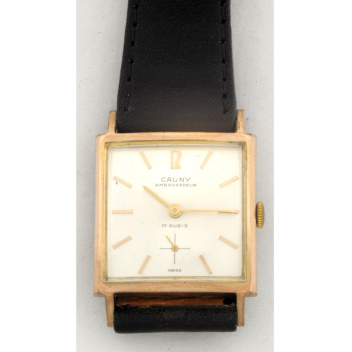 CAUNY AMBASSADEUR. Reloj de pulsera para caballero. Ca. 1970.