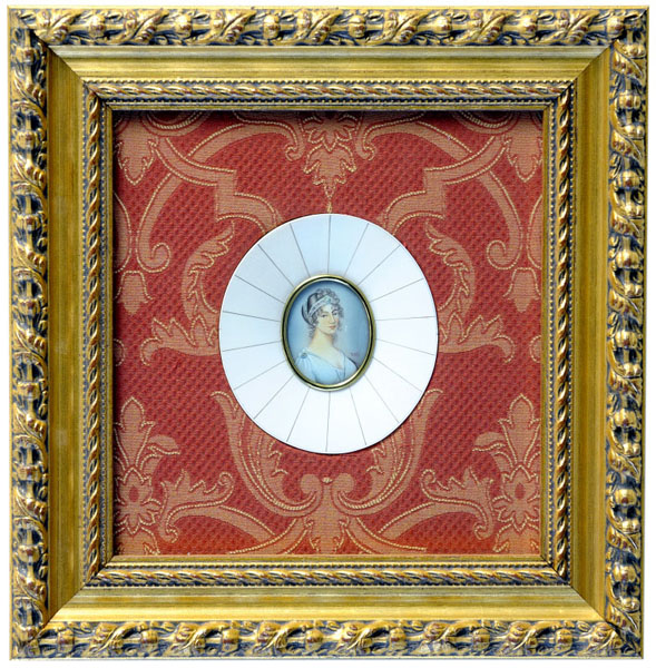 CAYI. Miniatur auf Elfenbein ovale Scheibe gemalt. 19. Jahrhundert.