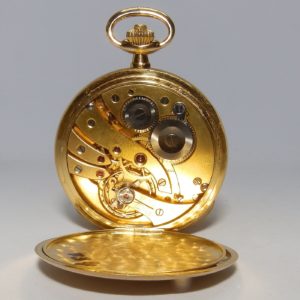 CHRONOMETRE. FG. Reloj de Bolsillo, saboneta y remontoir. Oro 18k. Suiza, Ca. 1890.