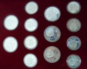 Colección de 28 monedas, en plata fina, Olimpiada Moscú 1980.