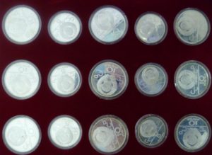 Colección de 28 monedas, en plata fina, Olimpiada Moscú 1980.