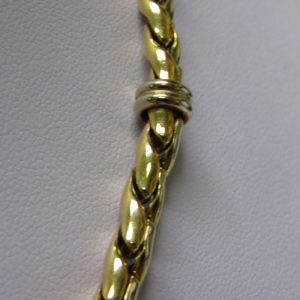 Collar de Oro Bicolor de 18k. con eslabones articulados y cierre reasón Marinero.