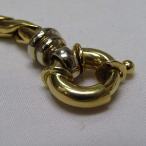 Collar de Oro Bicolor de 18k. con eslabones articulados y cierre reasón Marinero.
