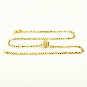 Collar de Oro tipo Cartier, y Colgante en Oro con 14 circonitas.