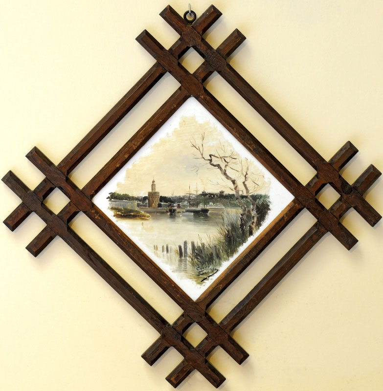 CUATRO AZULEJOS PINTADOS A MANO Y HORNEADOS CUATRO AZULEJOS PINTADOS A MANO Y HORNEADOS