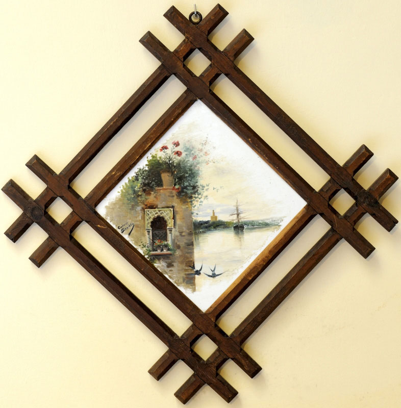 CUATRO AZULEJOS PINTADOS A MANO Y HORNEADOS CUATRO AZULEJOS PINTADOS A MANO Y HORNEADOS