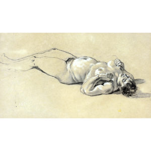 Dibujo a lápiz, Carbón y Clarión. ""Desnudo femenino tendido""