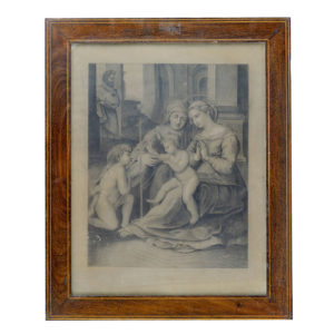 Dibujo a Lápiz y Carbón. Siglo XVIII. ""Escena Sacra: Jesús y San Juan, niños"