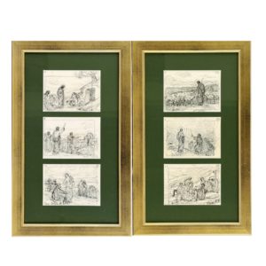 DIONIS BAIXERAS VERDAGUER. Conjunto de 6 dibujos a plumilla. ""Escenas vida Jesús"