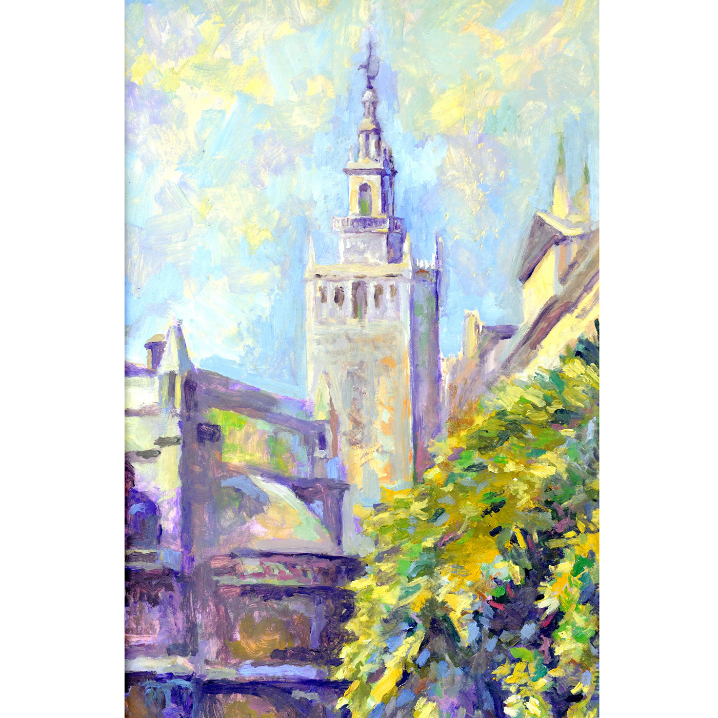 DOMINGO CORREA VÁZQUEZ. Óleo sobre cartón. "Giralda" DOMINGO CORREA VÁZQUEZ. Óleo sobre cartón. "Giralda"