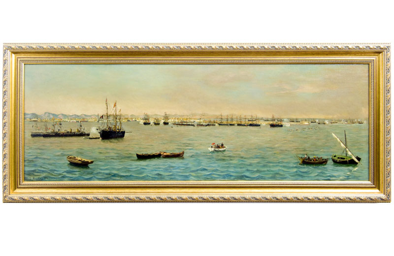 EMILIO SIVILLA TORRES. Óleo sobre lienzo. ""El Rey arribando a puerto" EMILIO SIVILLA TORRES. Óleo sobre lienzo. ""El Rey arribando a puerto"