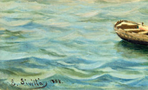 EMILIO SIVILLA TORRES. Óleo sobre lienzo. ""El Rey arribando a puerto"